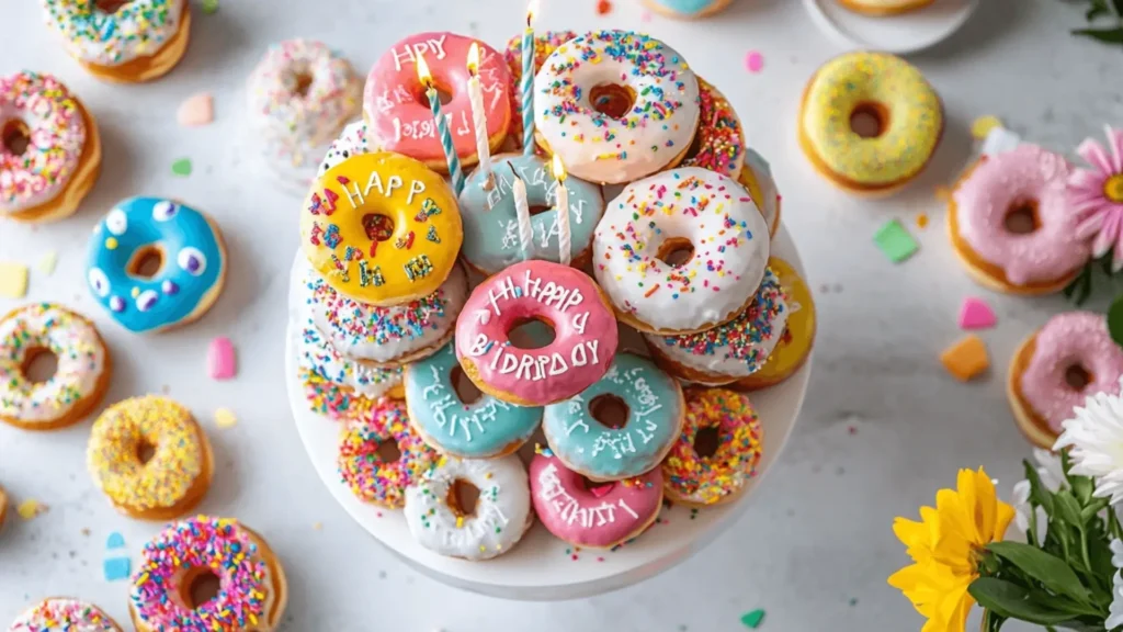 Festive Happy Birthday Donuts Display